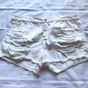 Forever21 Plus Size White Fringe Shorts
